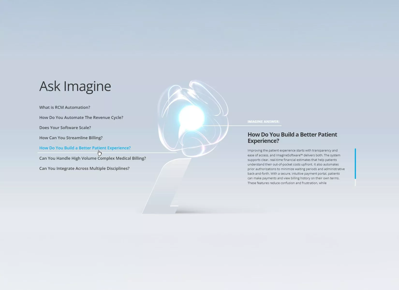Ask Imagine AI Revenue Automation Platform Interface