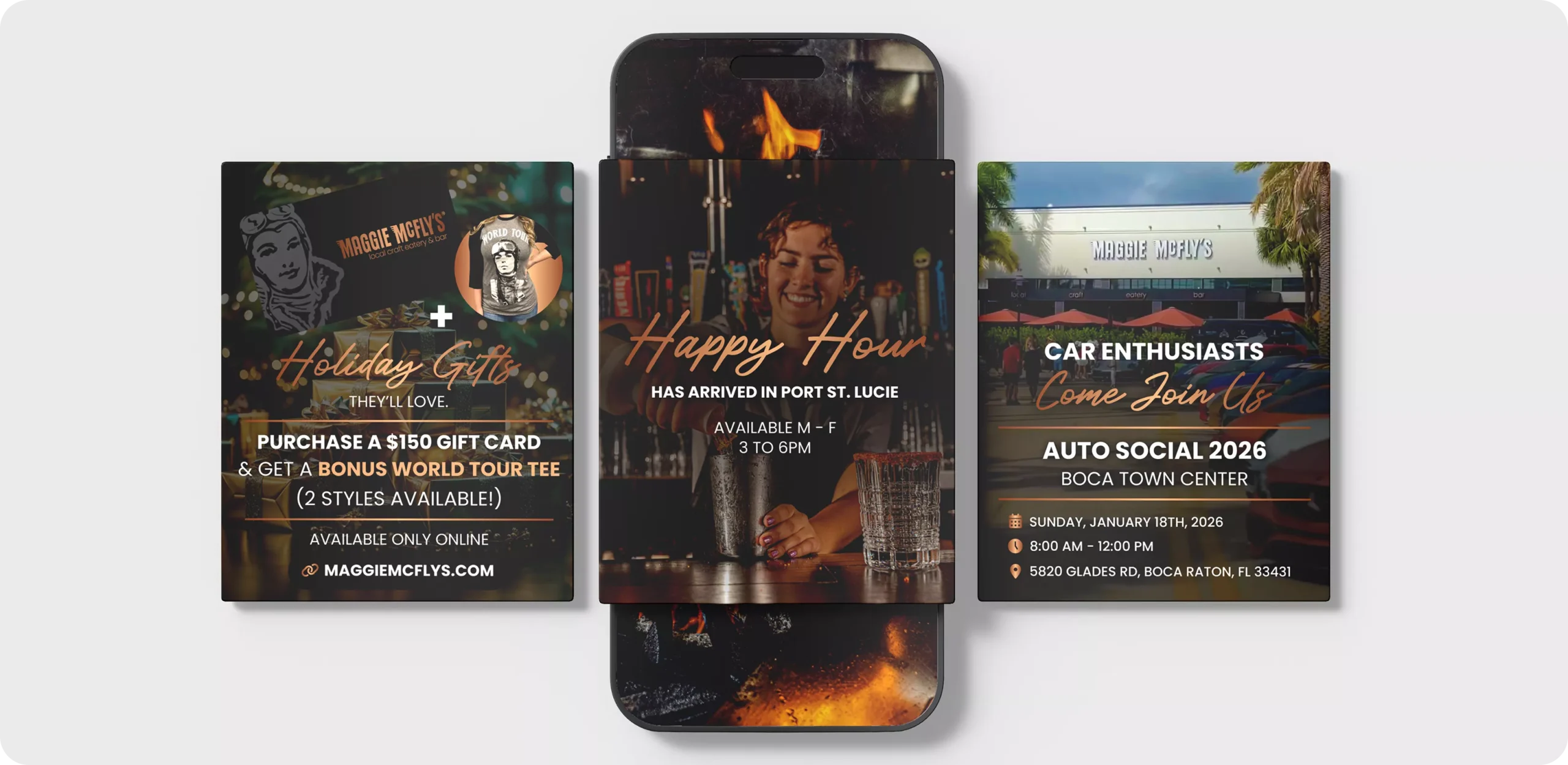 Maggie McFly's Social Media and Ad Creatives