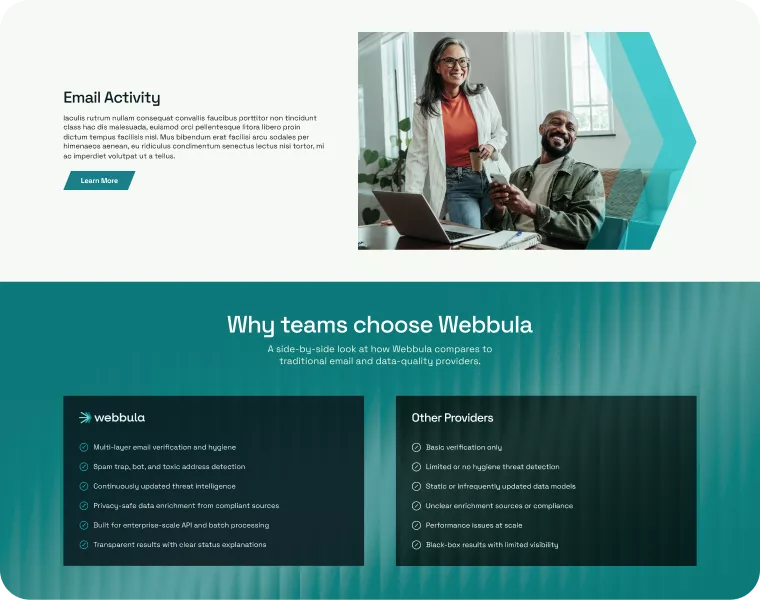 Webbula Email Activity Dashboard Preview
