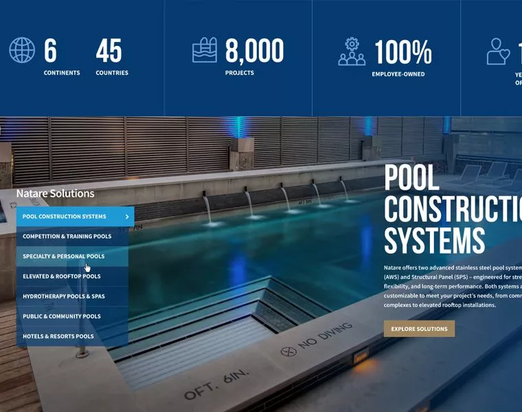 Natare Pool Construction Systems Interface Showcase