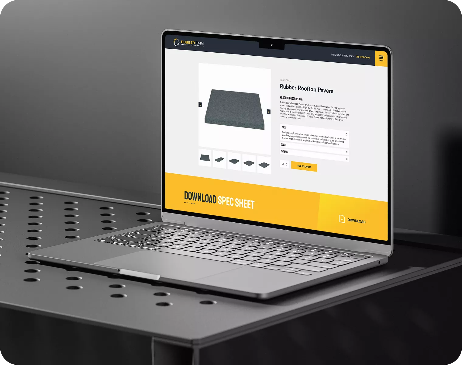 RubberForm Laptop Product Page Showcase