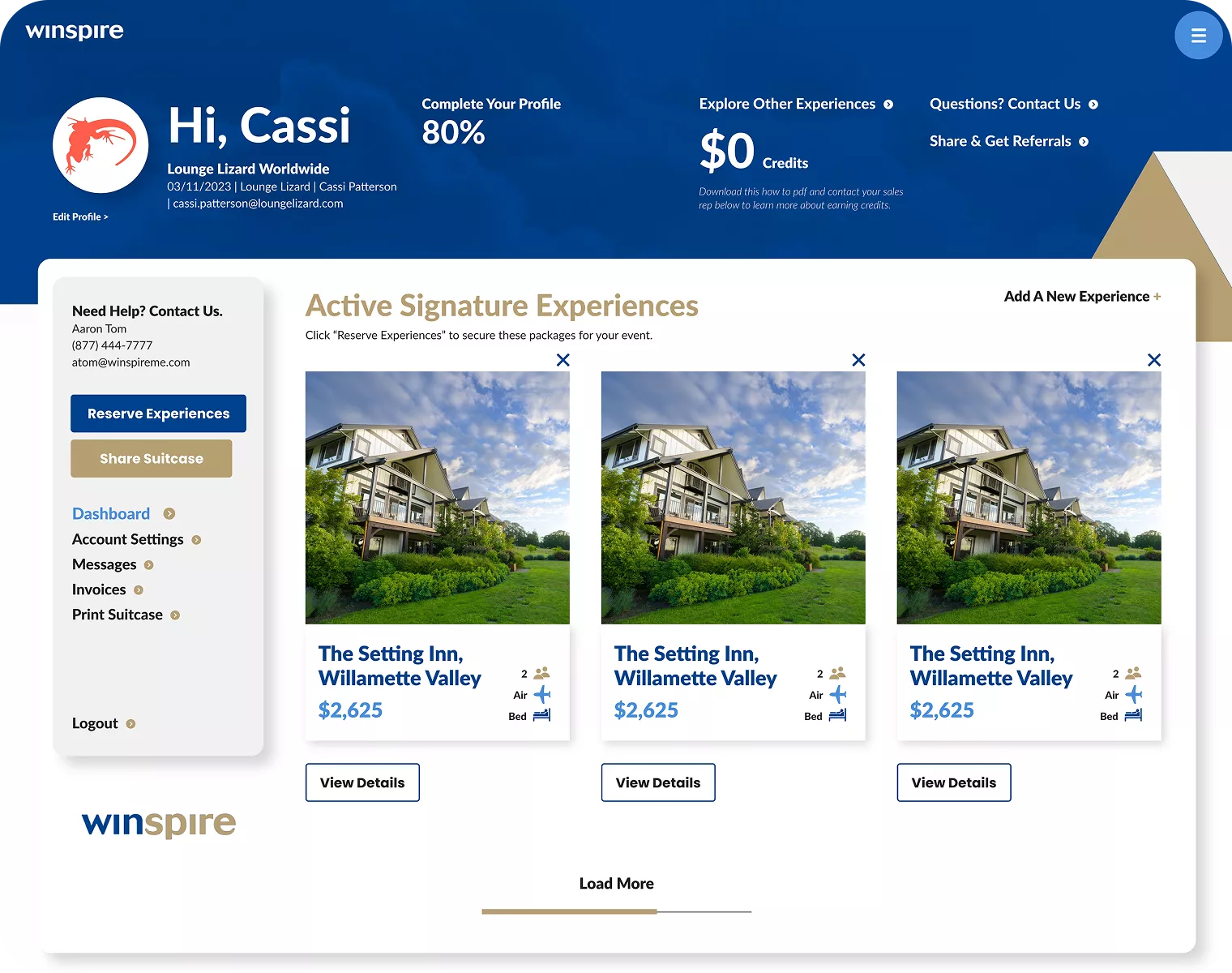 Winspire Dashboard Interface Showcase