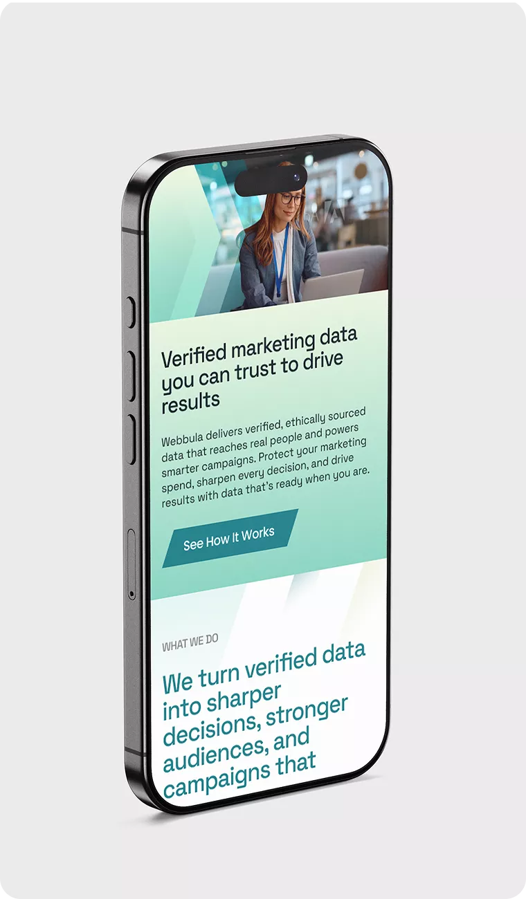 Webbula Verified Marketing Data Mobile Mockup